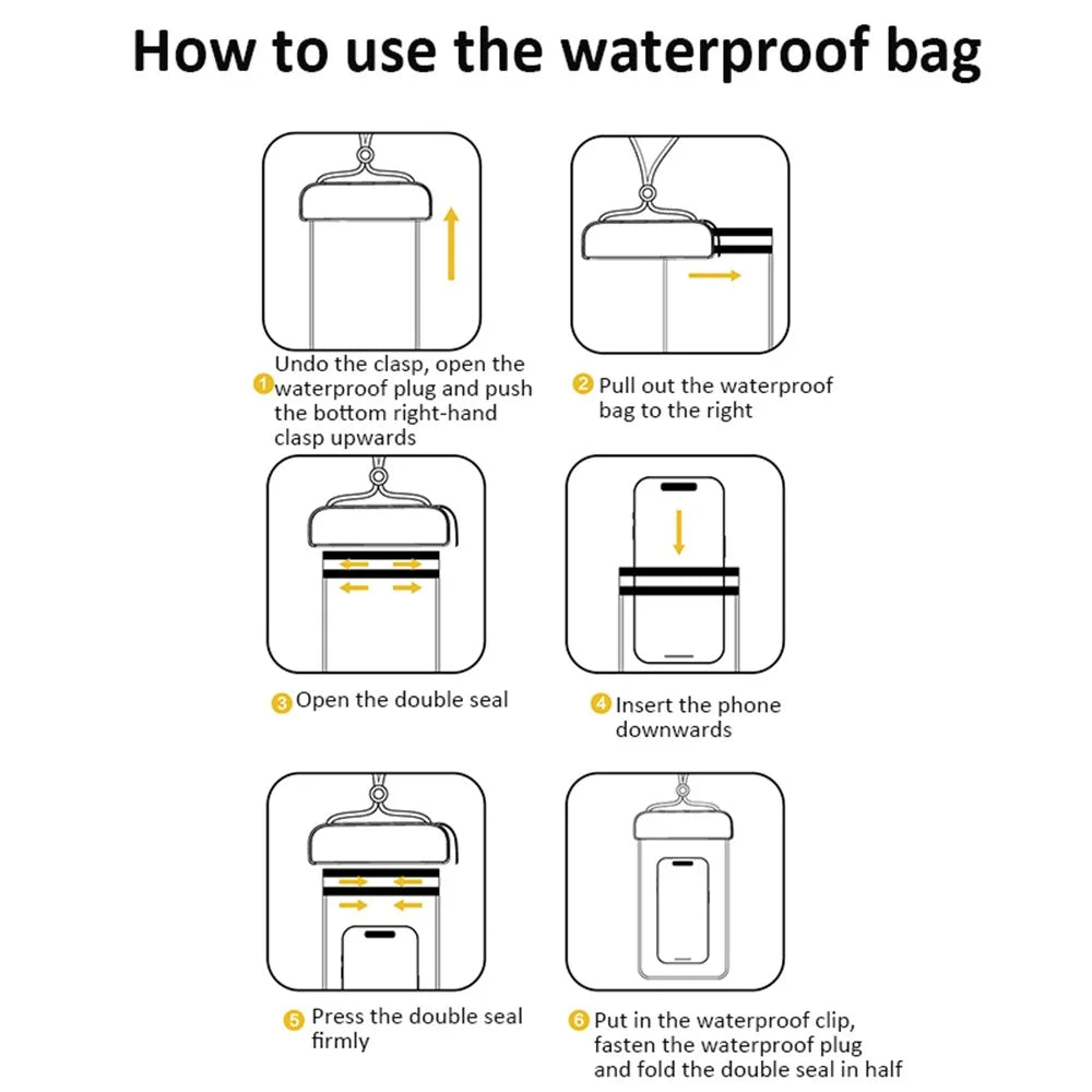 IPX8 Waterproof Pouch for Under 7.2-inches Cell Phone Floating Wave Texture Clear TPU Phone Case Dry Bag with Lanyard - Light Purple - 5