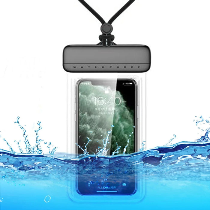 Floating IPX8 Waterproof Pouch for Under 7'' Cell Phone Clear TPU Phone Protector Screen Touch Sensitivity Dry Bag - Black+Black - 1