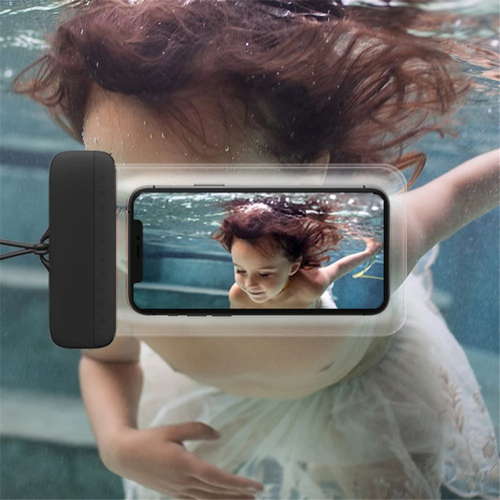 Floating IPX8 Waterproof Pouch for Under 7'' Cell Phone Clear TPU Phone Protector Screen Touch Sensitivity Dry Bag - Black+Black - 3