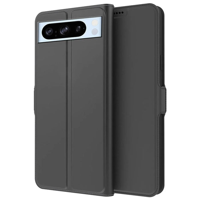 For Google Pixel 8 Pro Card Holder Phone Case PU Leather + TPU Phone Stand Cover - Black - 1
