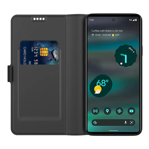 For Google Pixel 8 Pro Card Holder Phone Case PU Leather + TPU Phone Stand Cover - Black - 2