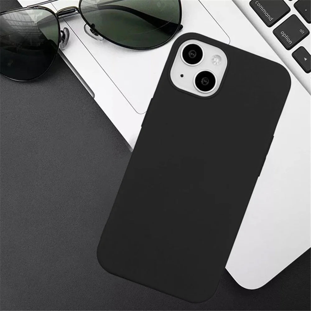 For iPhone 15 Plus Phone Shell TPU Phone Back Cover Matte Slim-Fit Soft Smartphone Case - Black - 5