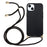 For iPhone 15 Eco-Friendly Phone Case Compostable Wheat Straw+TPU Shock Absorbing Cover with Lanyard - Black - 1