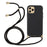 For iPhone 15 Pro Wheat Straw+TPU Phone Case Environment-Friendly Biodegradable Cover with Lanyard - Black - 1