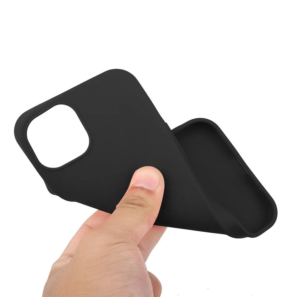 For iPhone 15 Matte Slim-Fit Phone Shell TPU Phone Case Soft Smartphone Back Cover - Black - 3