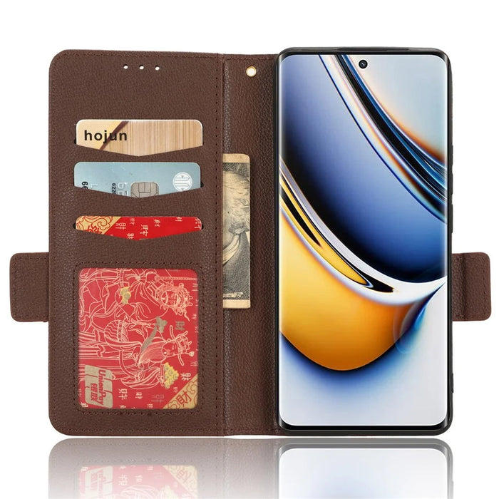 For Realme 11 Pro 5G / 11 Pro+ 5G Litchi Texture Wallet Stand Phone Case PU Leather Cover - Brown - 2