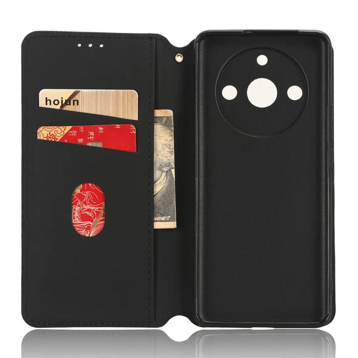 Rhombus Imprinted Shell for Realme 11 Pro 5G / 11 Pro+ 5G PU Leather Phone Cover Stand Case - Black - 4
