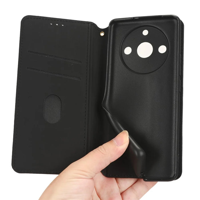 Rhombus Imprinted Shell for Realme 11 Pro 5G / 11 Pro+ 5G PU Leather Phone Cover Stand Case - Black - 5