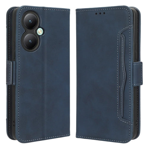 For vivo Y35+ 5G / Y35m+ 5G / Y27 4G Multiple Card Slots Stand Phone Case PU Leather Wallet Cover - Blue - 1