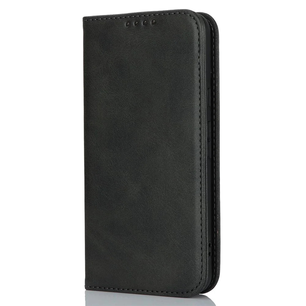 PU Leather Case for Google Pixel 8 Shockproof Calf Texture Stand Wallet Phone Cover - Black - 7