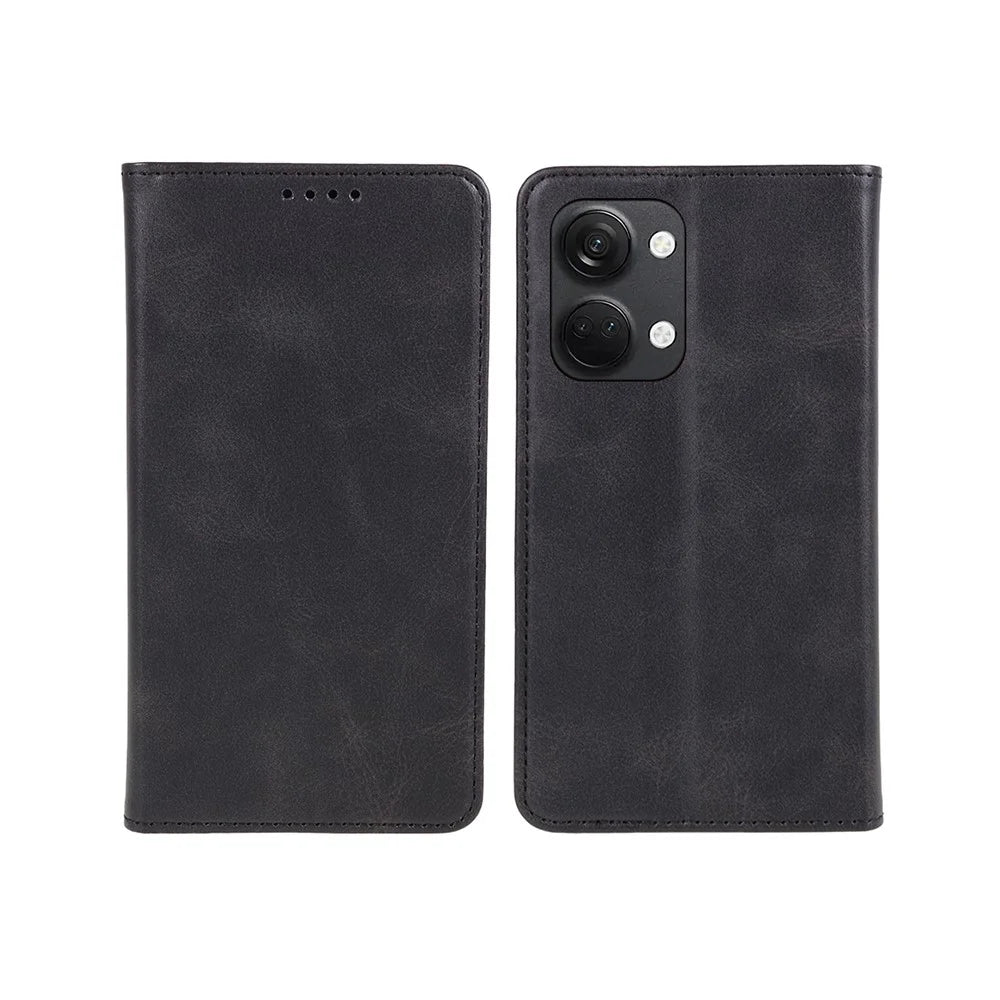 For OnePlus Nord 3 5G / Ace 2V Business Style Wallet Phone Cover Calf Texture Anti-drop PU Leather Shell Case - Black - 1