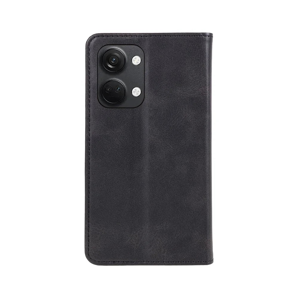 For OnePlus Nord 3 5G / Ace 2V Business Style Wallet Phone Cover Calf Texture Anti-drop PU Leather Shell Case - Black - 7