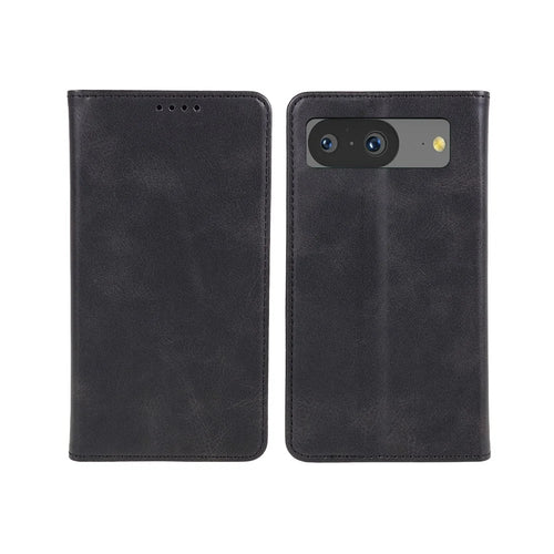 For Google Pixel 8 Anti-drop Phone Cover Anti-Scratch PU Leather Stand Calf Texture Case Wallet - Black - 1