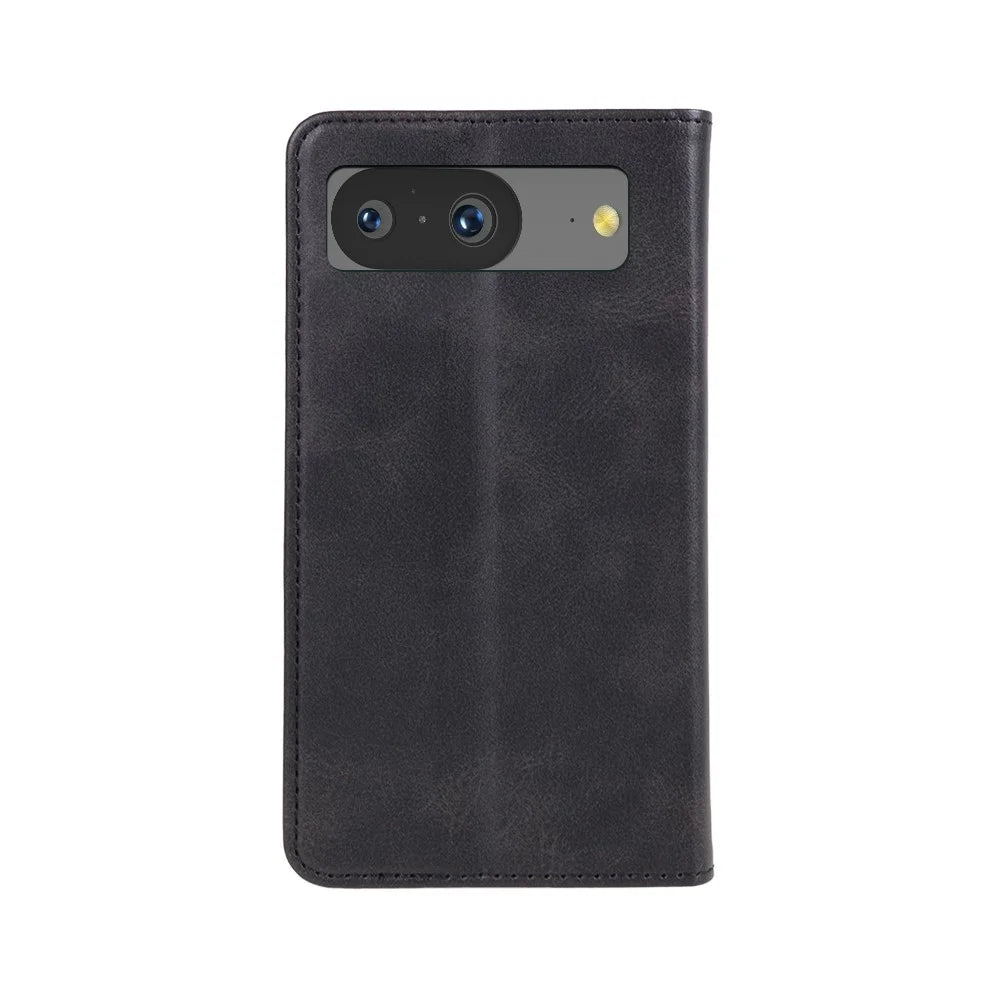 For Google Pixel 8 Anti-drop Phone Cover Anti-Scratch PU Leather Stand Calf Texture Case Wallet - Black - 7