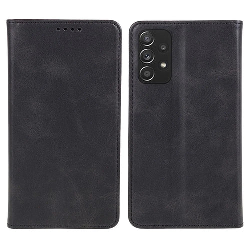 For Samsung Galaxy A52s 5G / A52 5G / 4G PU Leather Stand Case Anti-Scratch Calf Texture Wallet Dustproof Phone Cover - Black - 1