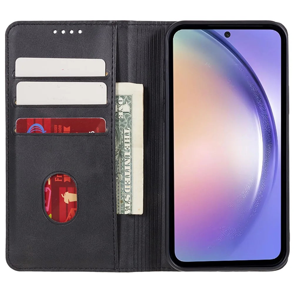 For Samsung Galaxy A52s 5G / A52 5G / 4G PU Leather Stand Case Anti-Scratch Calf Texture Wallet Dustproof Phone Cover - Black - 3