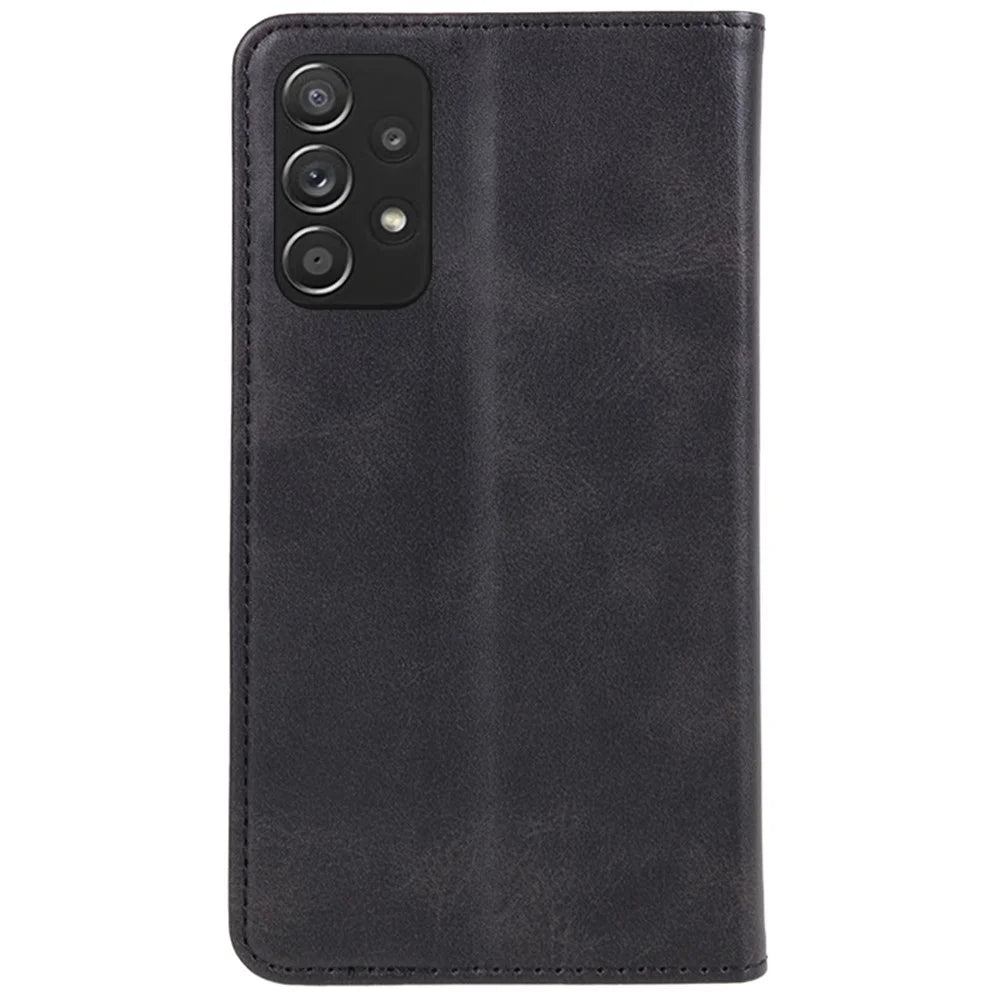 For Samsung Galaxy A52s 5G / A52 5G / 4G PU Leather Stand Case Anti-Scratch Calf Texture Wallet Dustproof Phone Cover - Black - 7