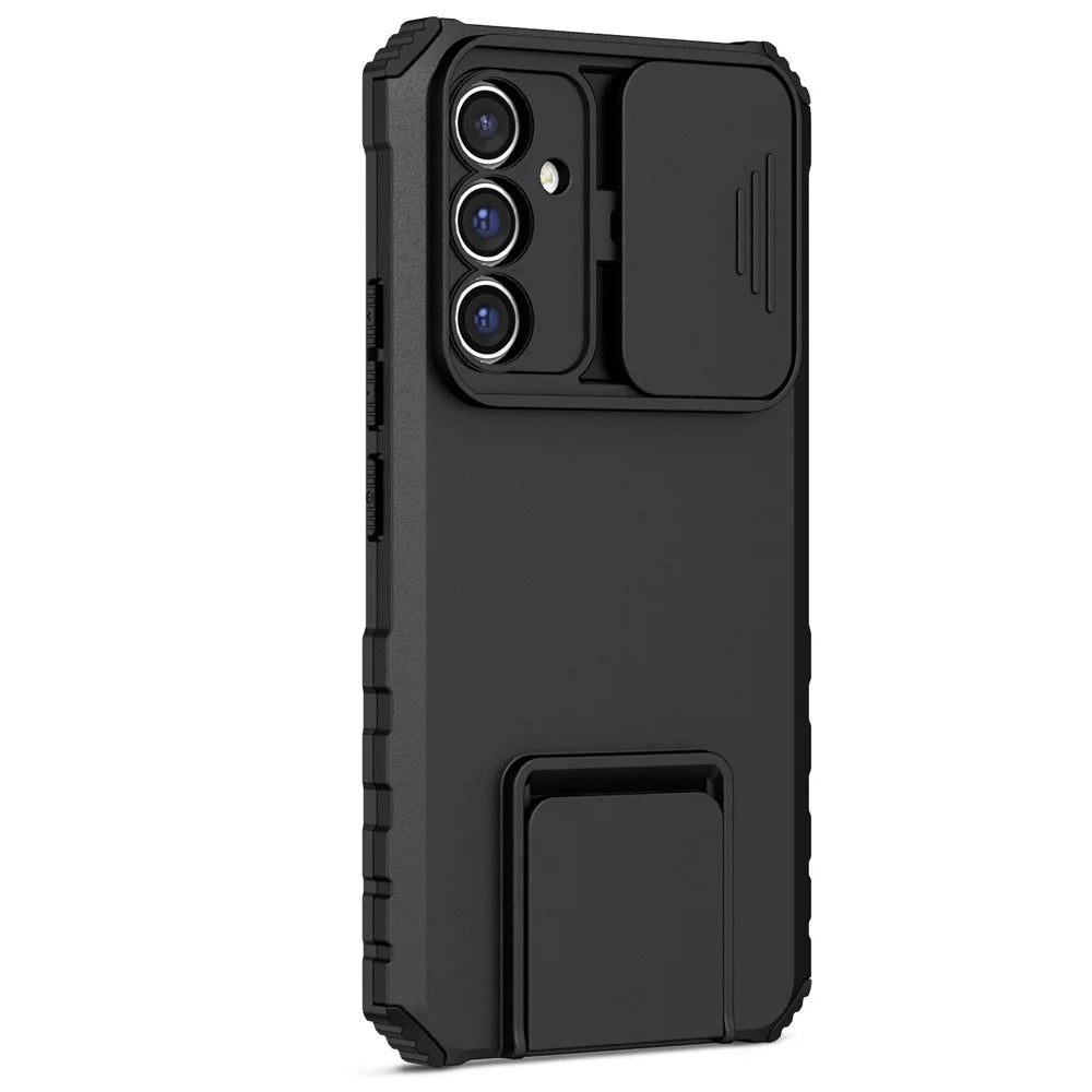 For Samsung Galaxy A54 5G Kickstand Case Anti-scratch PC + TPU Phone Protector with Slide Camera Cover - Black - 2