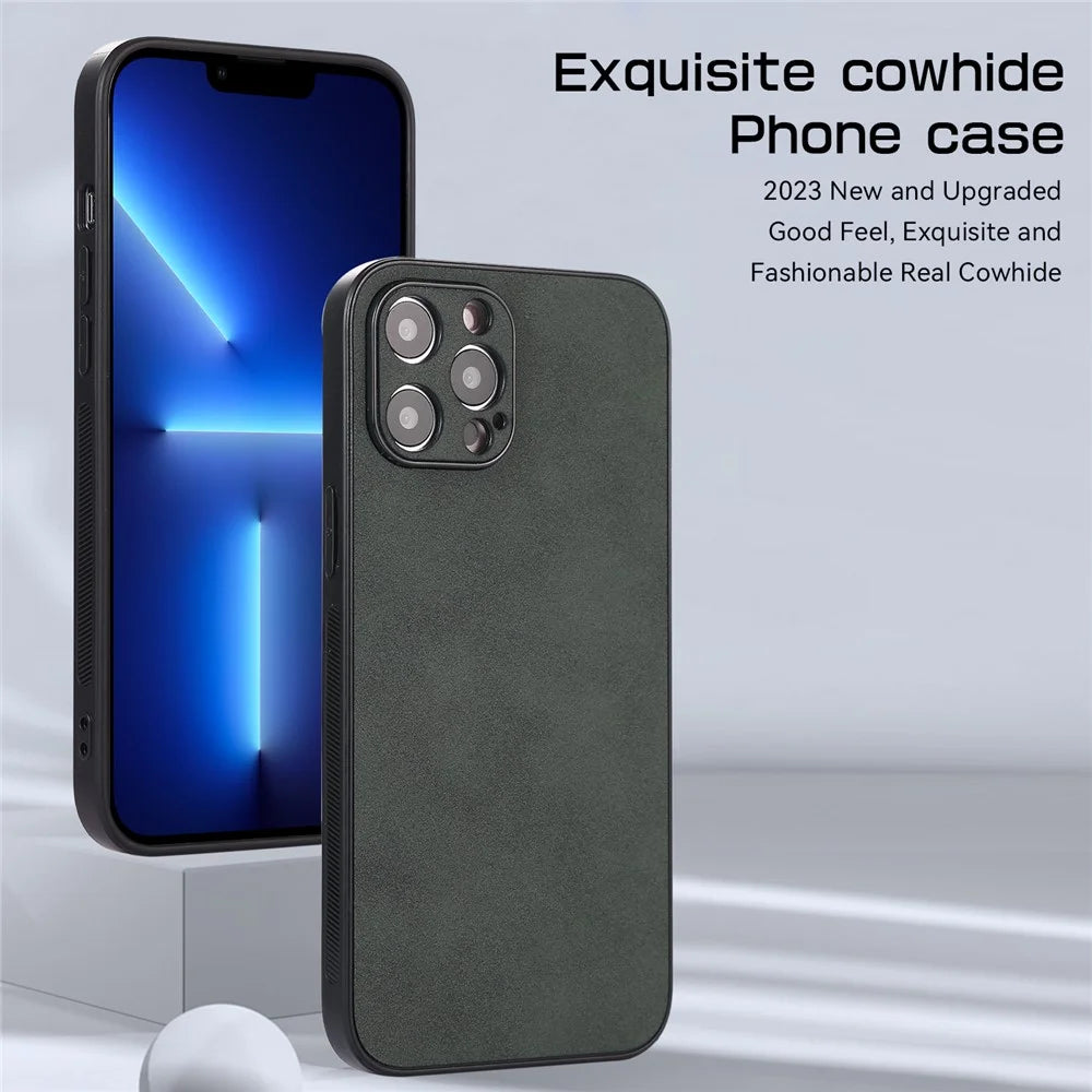 For iPhone 13 Pro 6.1 inch Shockproof Phone Cover PU Leather Coated TPU Case - Green - 3