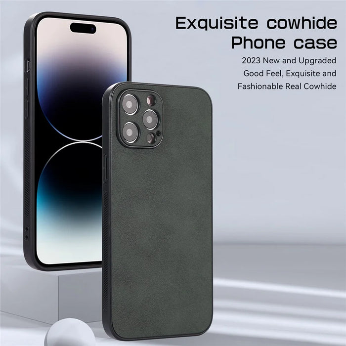 For iPhone 14 Pro Scratch Resistant Phone Cover PU Leather Coated TPU Case - Green - 3