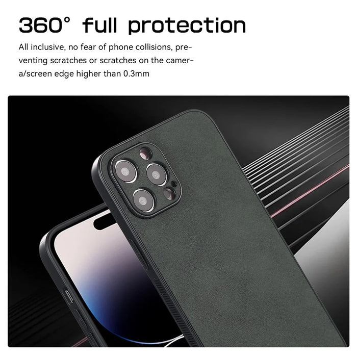 For iPhone 14 Pro Scratch Resistant Phone Cover PU Leather Coated TPU Case - Green - 4