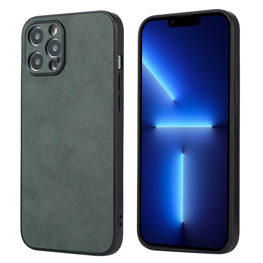 Phone Cover for iPhone 13 Pro Max 6.7 inch PU Leather Coated TPU Protective Case - Green - 1