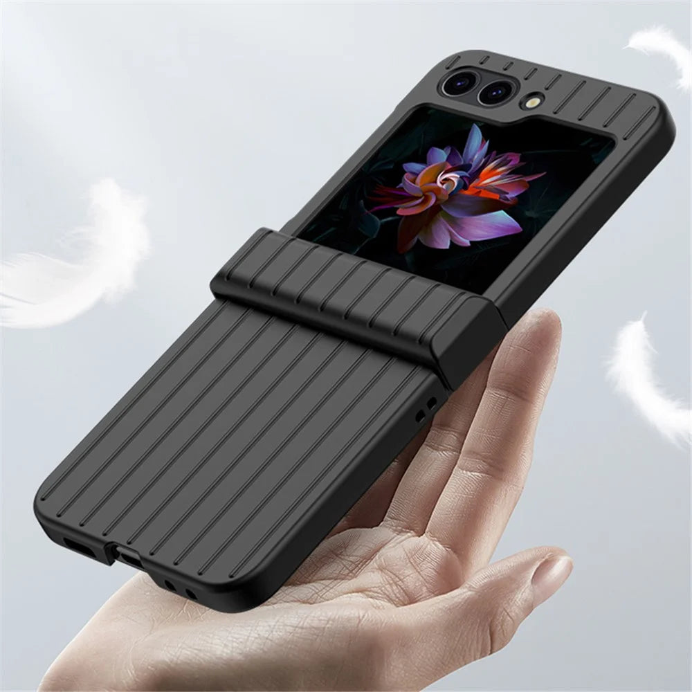For Samsung Galaxy Z Flip5 5G Shockproof Case Striped Design Phone Case Anti-Fall Hard PC Cover - Black - 2