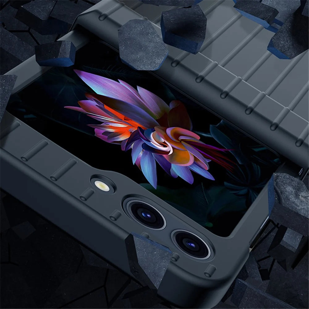 For Samsung Galaxy Z Flip5 5G Shockproof Case Striped Design Phone Case Anti-Fall Hard PC Cover - Black - 5
