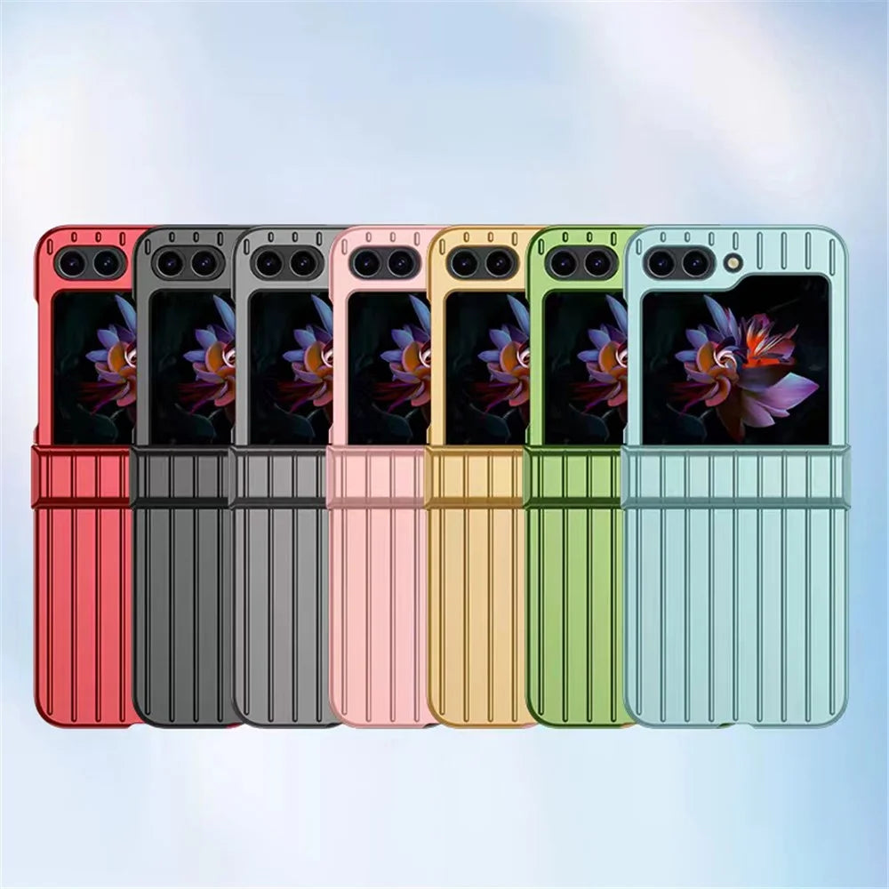 For Samsung Galaxy Z Flip5 5G Shockproof Case Striped Design Phone Case Anti-Fall Hard PC Cover - Black - 7