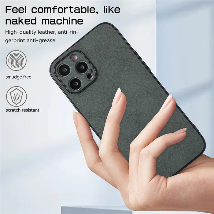 For iPhone 14 Pro Max Fall Proof Phone Cover PU Leather Coated TPU Protective Case - Green - 7