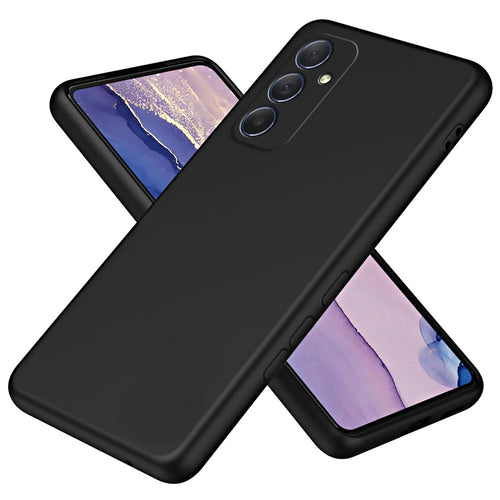 For Samsung Galaxy M54 5G / F54 5G 2.2mm Rubberized Phone Case Fiber Lining Protective TPU Phone Cover - Black - 1
