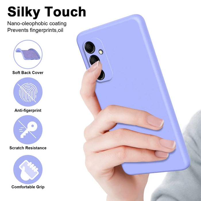 For Samsung Galaxy M14 5G Fiber Lining Soft TPU Phone Case 2.2mm Thickness Rubberized Phone Cover - Black - 2