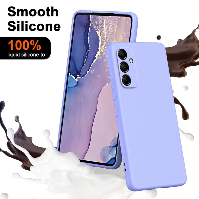 For Samsung Galaxy M14 5G Fiber Lining Soft TPU Phone Case 2.2mm Thickness Rubberized Phone Cover - Black - 6
