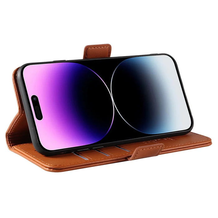 YIKATU YK-003 For iPhone 15 Pro Max PU Leather Wallet Cover Magnetic Clasp Phone  Stand Case - Brown - 3