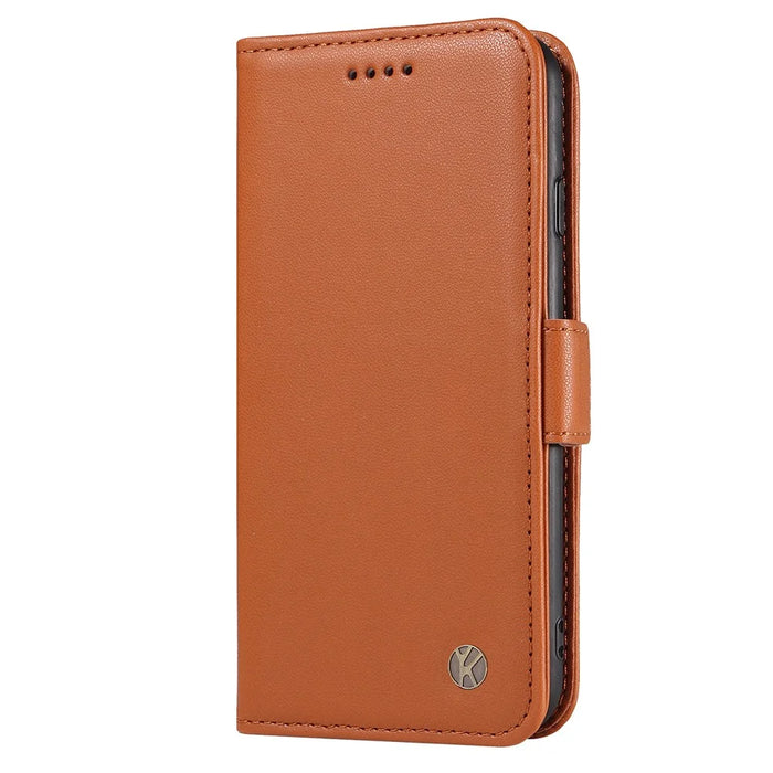 YIKATU YK-003 For iPhone 15 Pro Max PU Leather Wallet Cover Magnetic Clasp Phone  Stand Case - Brown - 7