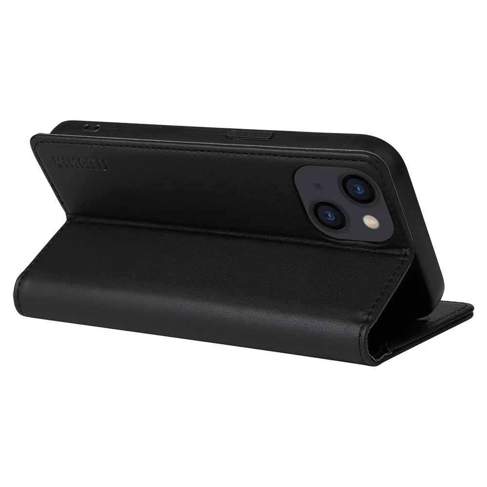 YIKATU YK-001 For iPhone 15 PU Leather Wallet Phone Case Magnetic Auto-absorbed Stand Cover - Black - 3