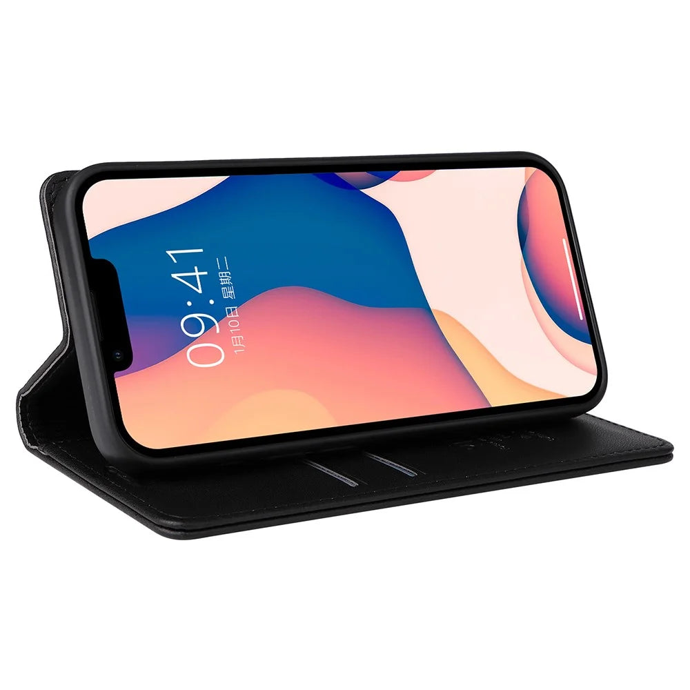 YIKATU YK-001 For iPhone 15 PU Leather Wallet Phone Case Magnetic Auto-absorbed Stand Cover - Black - 4