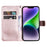 For iPhone 15 Plus Case Solid Color Leather Mobile Cover Wallet Stand with Strap - Rose Gold - 2