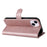 For iPhone 15 Plus Case Solid Color Leather Mobile Cover Wallet Stand with Strap - Rose Gold - 3