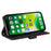 For iPhone 15 Leather Case Wallet Stand Color Splicing Phone Cover - Black - 3