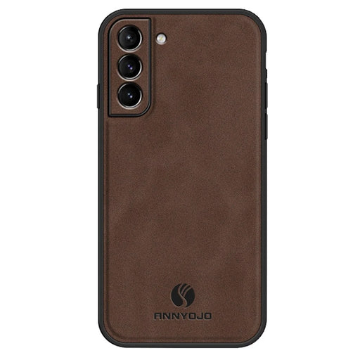 ANNYOJO For Samsung Galaxy S22 5G PU Leather+PC+TPU Phone Case Magnetic Car Mount Phone Cover - Coffee - 1