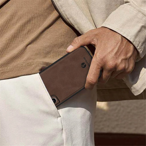 ANNYOJO For Samsung Galaxy S22 5G PU Leather+PC+TPU Phone Case Magnetic Car Mount Phone Cover - Coffee - 2