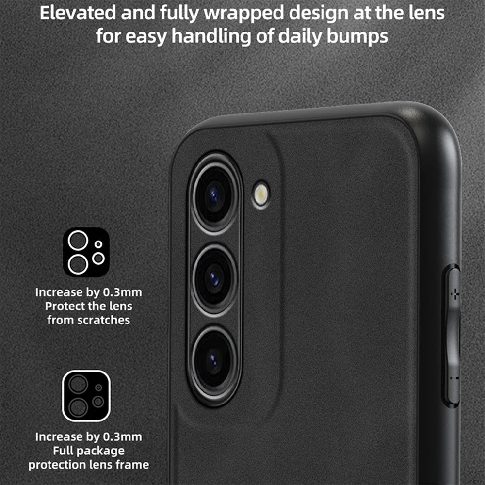 ANNYOJO For Samsung Galaxy S23 Phone Case PU Leather+PC+TPU Cover with Car Mount Metal Sheet - Black - 2