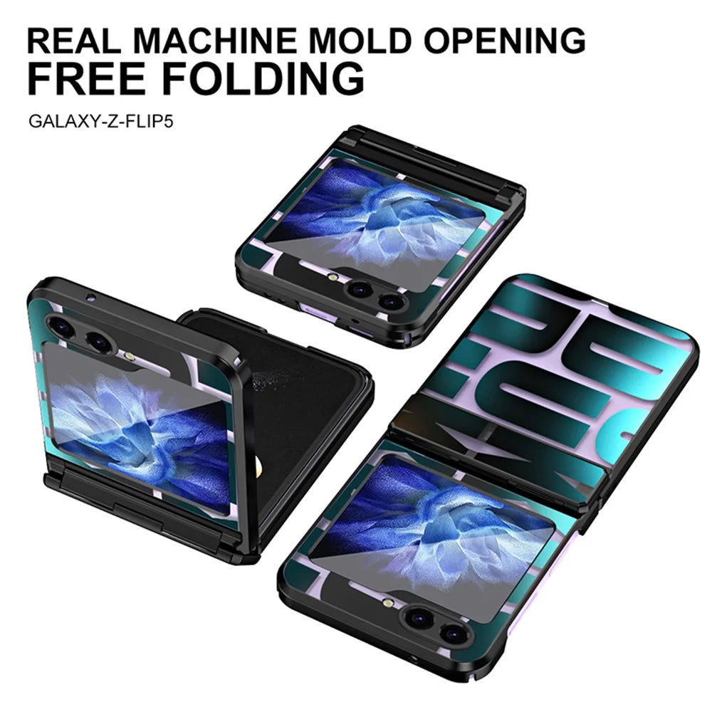 For Samsung Galaxy Z Flip5 5G Case Electroplating PC Phone Cover - Black - 5