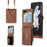 For Samsung Galaxy Z Flip5 5G RFID Blocking Card Bag Case PU Leather+PC Phone Cover with Kickstand - Brown - 1