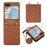 Grid Imprinted PU Leather PC Case for Samsung Galaxy Z Flip5 5G Protective Phone Shell with Shoulder Strap - Brown - 1