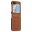 Grid Imprinted PU Leather PC Case for Samsung Galaxy Z Flip5 5G Protective Phone Shell with Shoulder Strap - Brown - 5