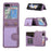 Grid Imprinted Protective Wallet Case for Samsung Galaxy Z Flip5 5G PU Leather PC Phone Cover with Shoulder Strap - Purple - 1