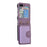 Grid Imprinted Protective Wallet Case for Samsung Galaxy Z Flip5 5G PU Leather PC Phone Cover with Shoulder Strap - Purple - 6