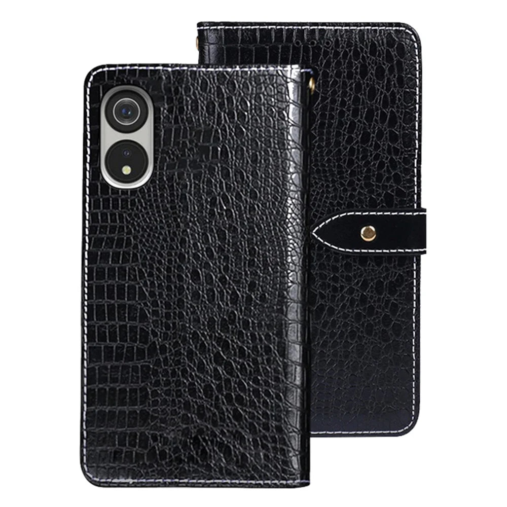 IDEWEI For Cubot P60 Anti-Scratch Phone Shell Case Crocodile Texture Stand Leather Wallet Phone Cover - Black - 1